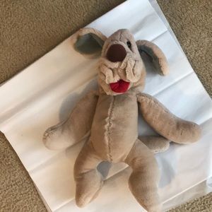 Vintage Wrinkles Dog Beige Plush Hand  Puppet 18” tall